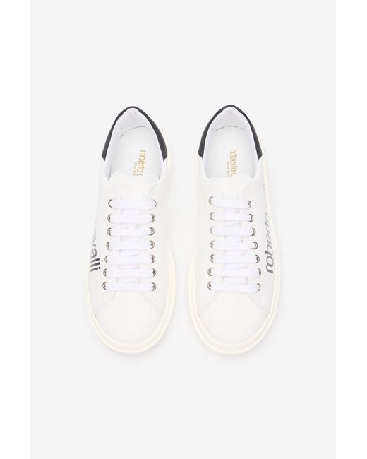 Roberto Cavalli Blue Sneaker With Logo Print