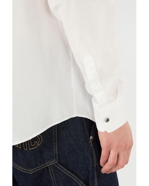 Roberto Cavalli White Cotton Shirt With Dragons for men