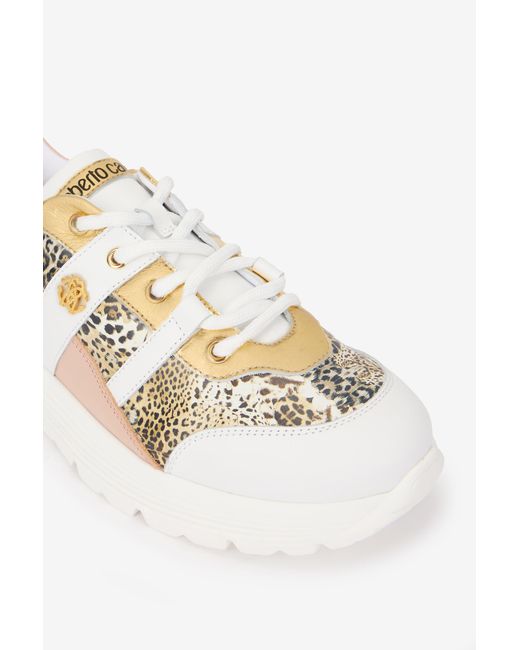 Roberto Cavalli Multicolor And Jaguar Sneakers With Logo