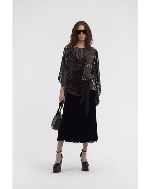 Roberto Cavalli Black Beaded-Trim High-Waisted Skirt