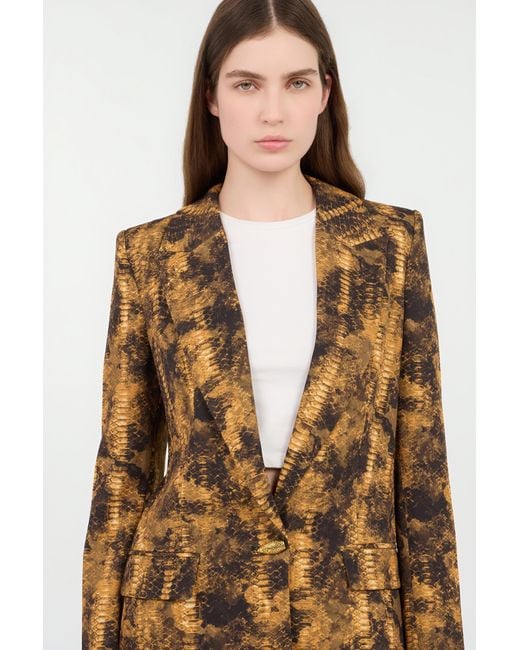 Giacca Stampa Python di Roberto Cavalli in Brown