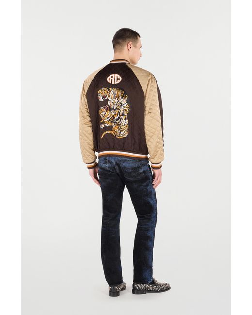 Roberto Cavalli Brown Bomber Jacket With Tigers for men