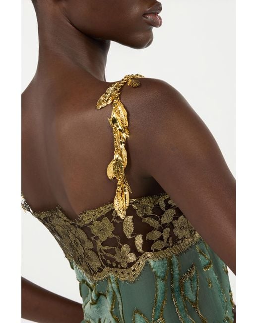 Roberto Cavalli Green Sage Mini Dress With Floral Pattern