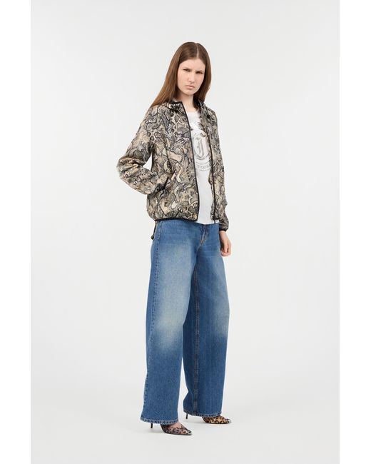 Roberto Cavalli Multicolor Hooded Jacket With Python Print