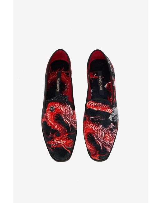 Roberto Cavalli Multicolor Embroidered Velvet Loafers for men
