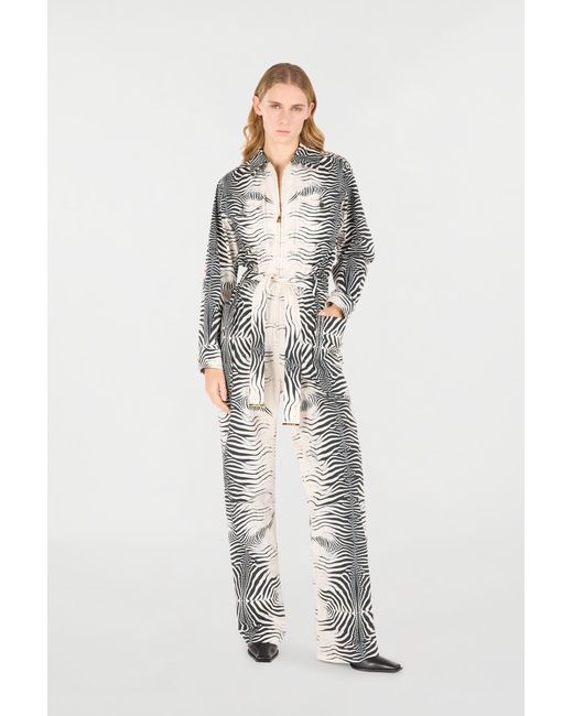 Roberto Cavalli White Zebra-Print Jumpsuit