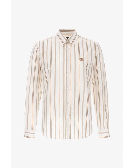 Roberto Cavalli White Striped Shirt for men