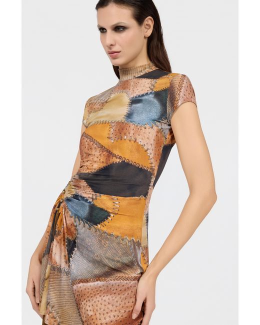 Roberto Cavalli White Mini Dress With Patchwork Print