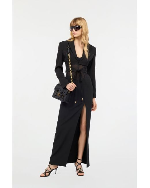 Roberto Cavalli Black Dress With Mini Rhinestone-Detailed Zebra Design