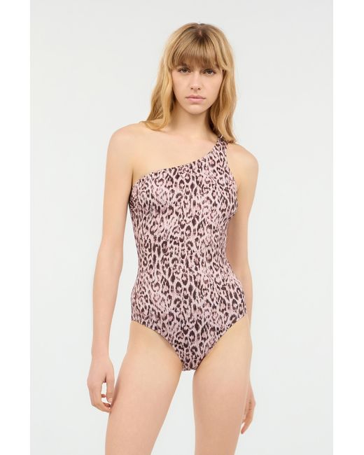 Roberto Cavalli White One-Piece Swimsuit With Jaguar Skin Print