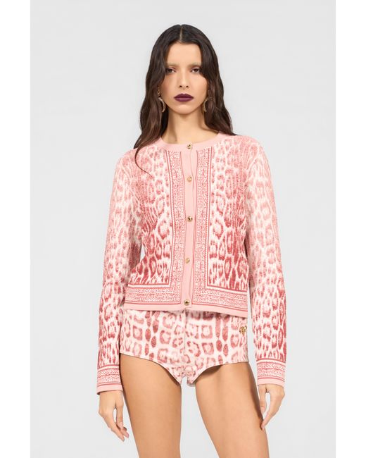 Roberto Cavalli Pink Jaguar Cardigan