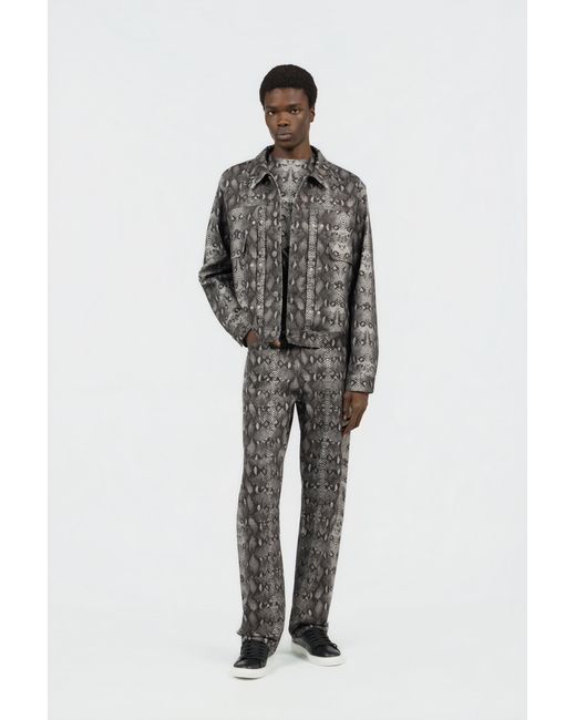 Roberto Cavalli Black Python Print Denim Jacket for men