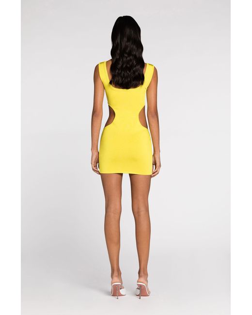 Roberto Cavalli Yellow Cut-Out Knit Mini Dress
