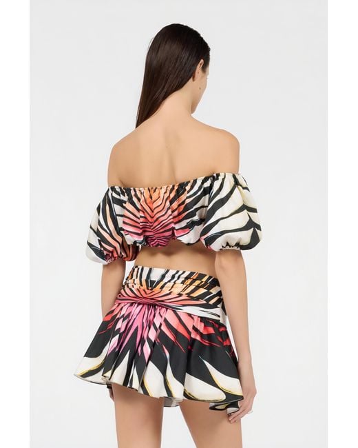 Roberto Cavalli Red Ray Of Paradise Print Crop Top