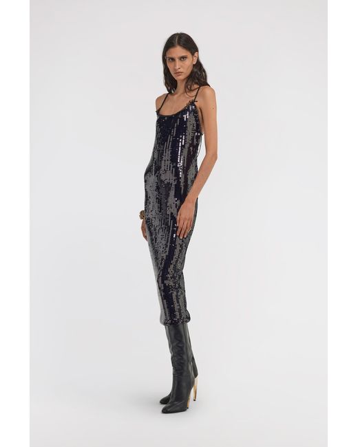 Roberto Cavalli Blue Sequined Midi Dress