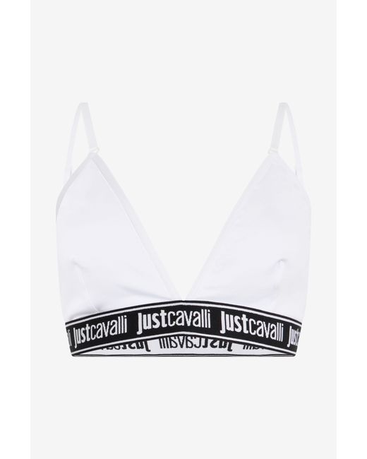 Roberto Cavalli White Triangle Bra Logo Band