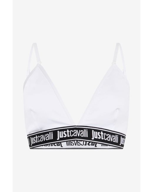 Roberto Cavalli White Triangle Bra Logo Band