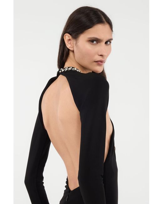 Roberto Cavalli Black Mini Dress With Cut-Out And Bejeweled Neckline