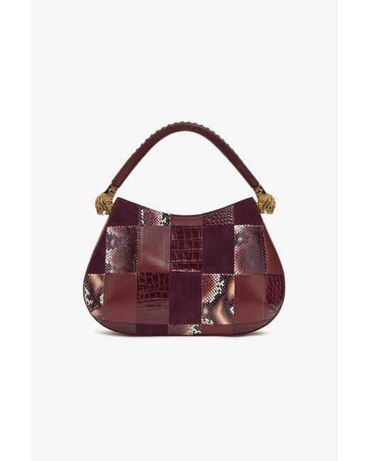 Roberto Cavalli Purple Patchwork Shoulder Bag