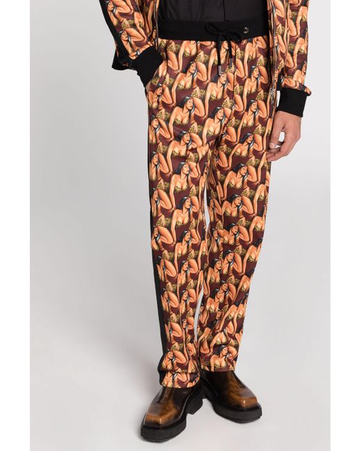 Roberto Cavalli White Graphic-Print Track Pants for men