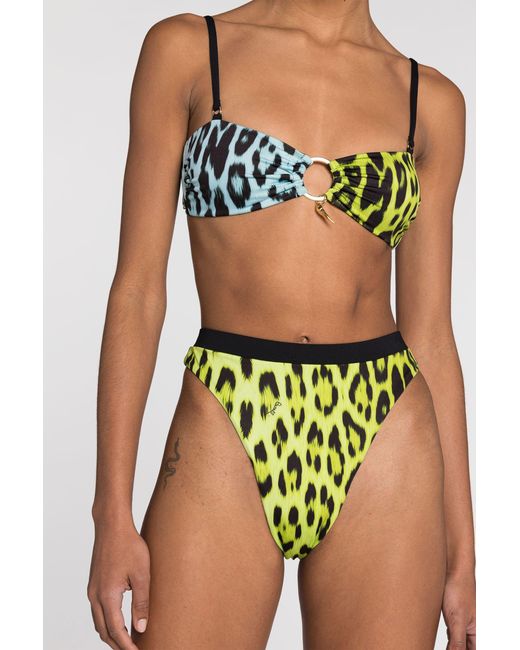 Roberto Cavalli White Leopard-Print Bikini Bottoms