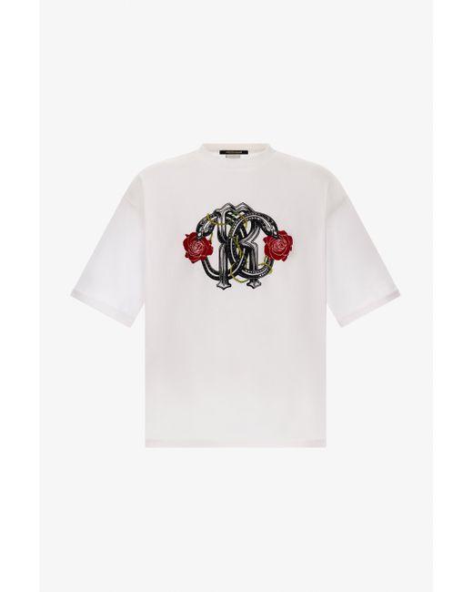 Roberto Cavalli White Rc Monogram T-Shirt for men