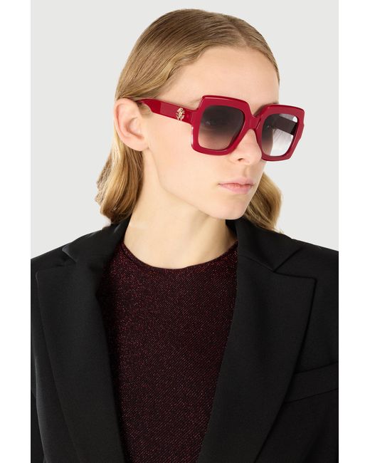 Occhiali Da Sole Squadrati Monogram Rc di Roberto Cavalli in Red