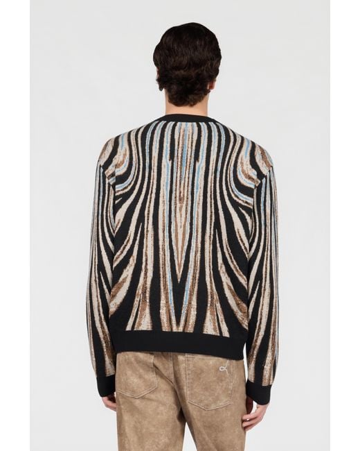 Roberto Cavalli Black Sweater With Zebra Print for men