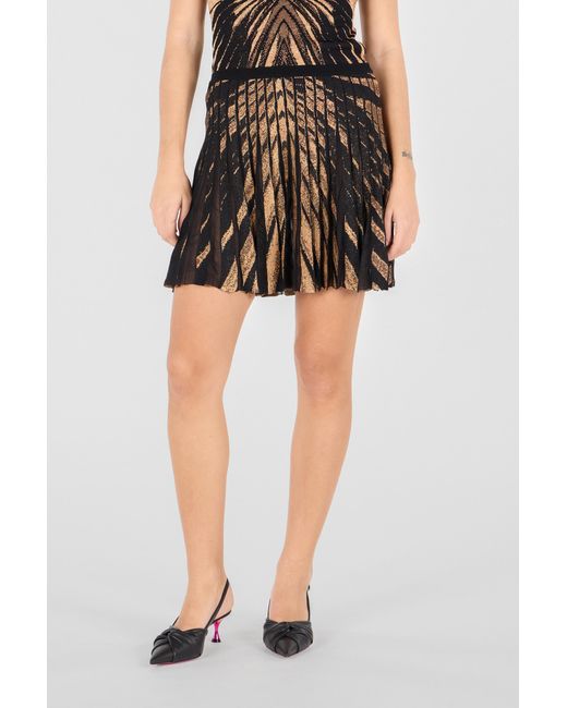 Roberto Cavalli Brown Knit Skirt With Ray Of Print