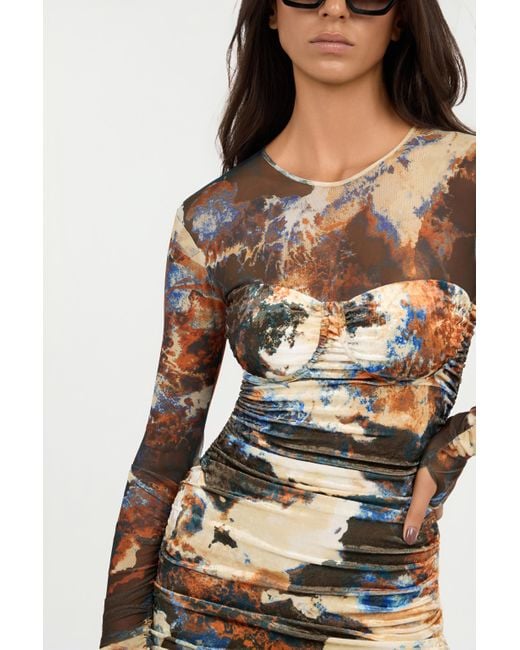 Roberto Cavalli Multicolor Minikleid Mit Rusty Stain-Druck