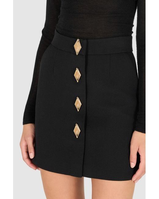 Roberto Cavalli Black Miniskirt With Jewel Buttons