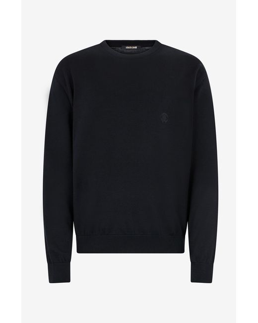 Roberto Cavalli Black Cotton Sweater for men