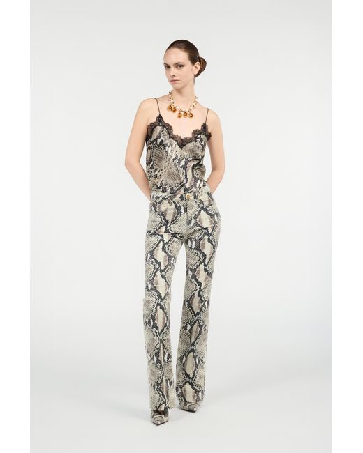Roberto Cavalli White Jeans Roccia Mit Print Python