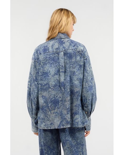 Camisa Con Estampado Floral Roberto Cavalli de color Blue