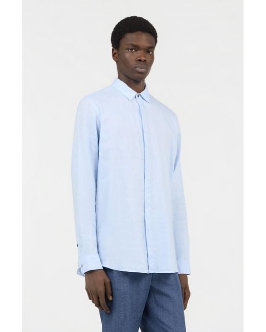 Roberto Cavalli Blue Light Linen Shirt for men