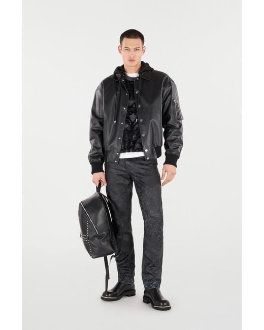 Roberto Cavalli Black Sweater With Plush Brocade Pattern for men