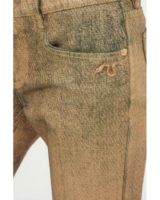 Roberto Cavalli Natural And Flared Jeans With Faded Wash