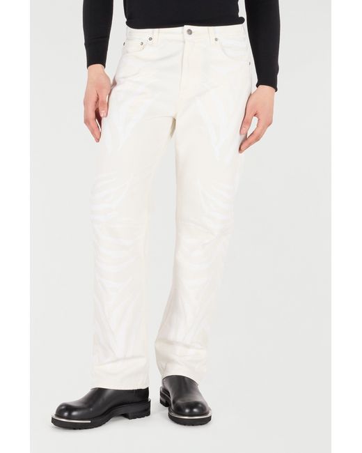 Roberto Cavalli White Printed Five-Pocket Pants for men