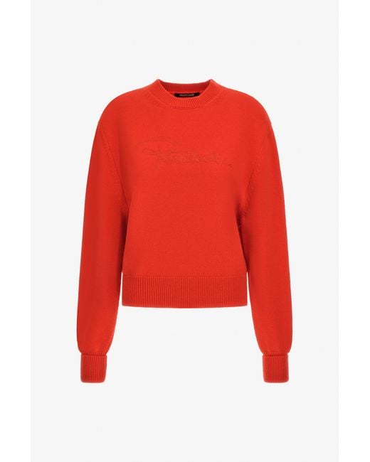 Roberto Cavalli Red Kurzer Strickpullover