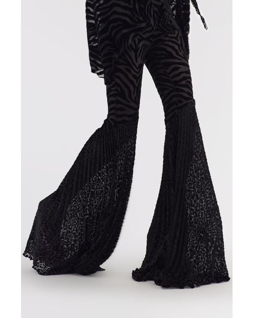 Roberto Cavalli Black Ray Of Print Velvet Pants