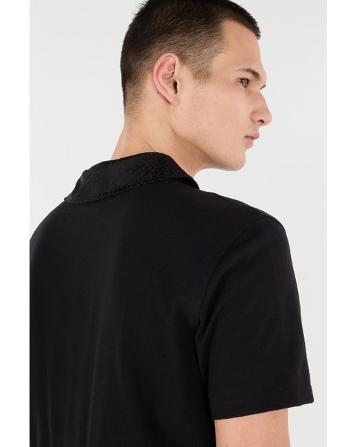 Polo Con Ricamo Squame Di Serpente di Roberto Cavalli in Black da Uomo