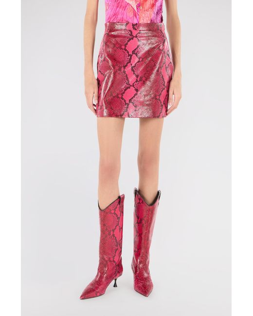 Roberto Cavalli Pink Python-Print Skirt