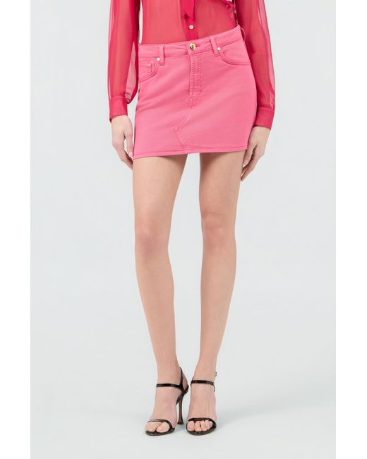 Roberto Cavalli Pink Denim Mini Skirt