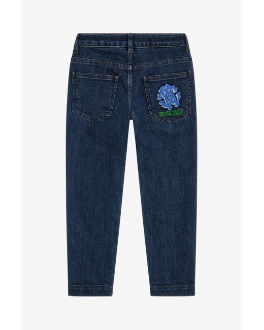 Logo Denim Pants Roberto Cavalli pour homme en coloris Blue