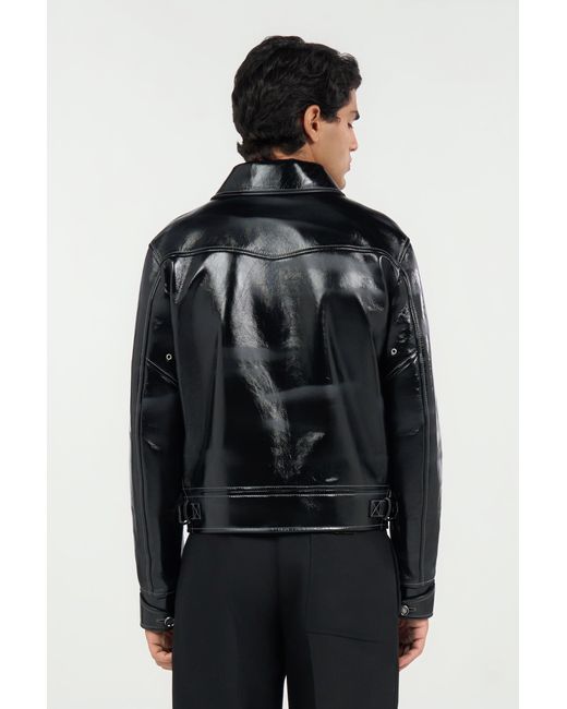Roberto Cavalli Black Leather Jacket for men