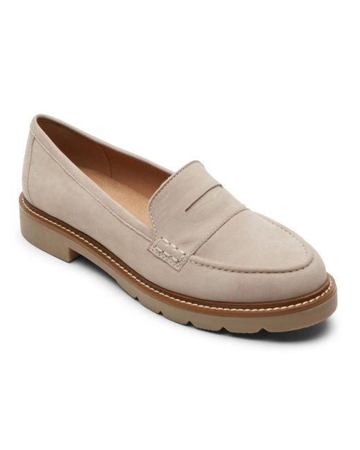 Rockport S Kacey Penny Loafer Shoes in Taupe Nubuck (Brown) | Lyst