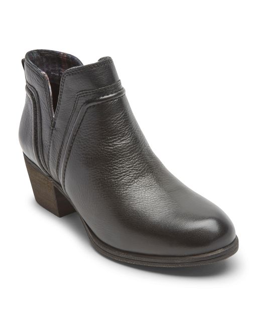 Rockport Leather Cobb Hill Anisa V-cut Booties in Black | Lyst