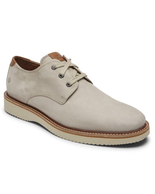 Rockport Leather Dunham Clyde Plain Toe Oxford Shoes in Sand (Natural ...