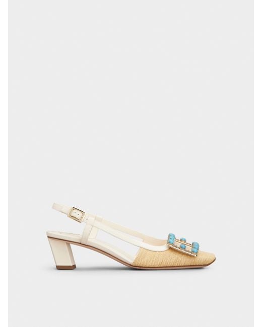Roger Vivier Natural Belle Vivier Slingback Pumps
