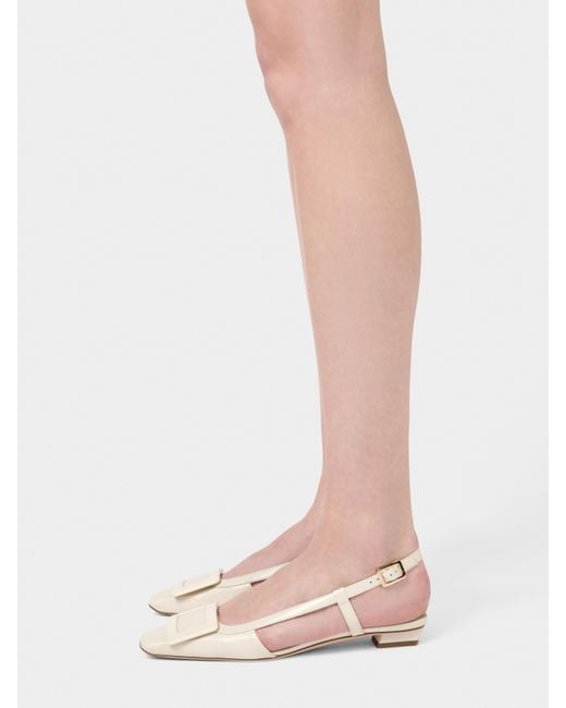 Roger Vivier Natural Belle Vivier Slingback Ballerinas